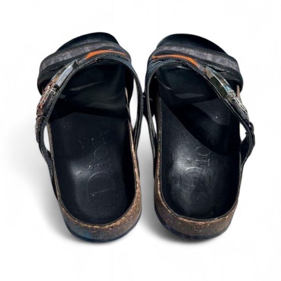 DIOR Dark Blue Leather & Trotter 'D' Buckle Cross Strap Flat Sandals Siz… - Picture 6 of 11